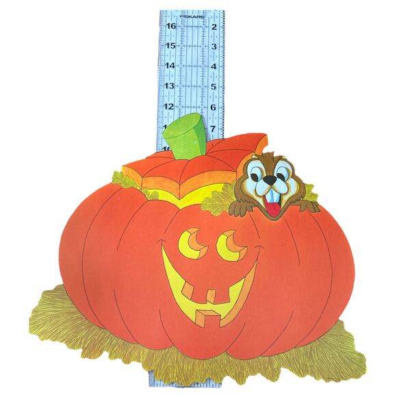 Vintage Halloween Pumpkin Chipmunk Die-Cut Decoration 13" Cute Fall Decor - Picture 4 of 4